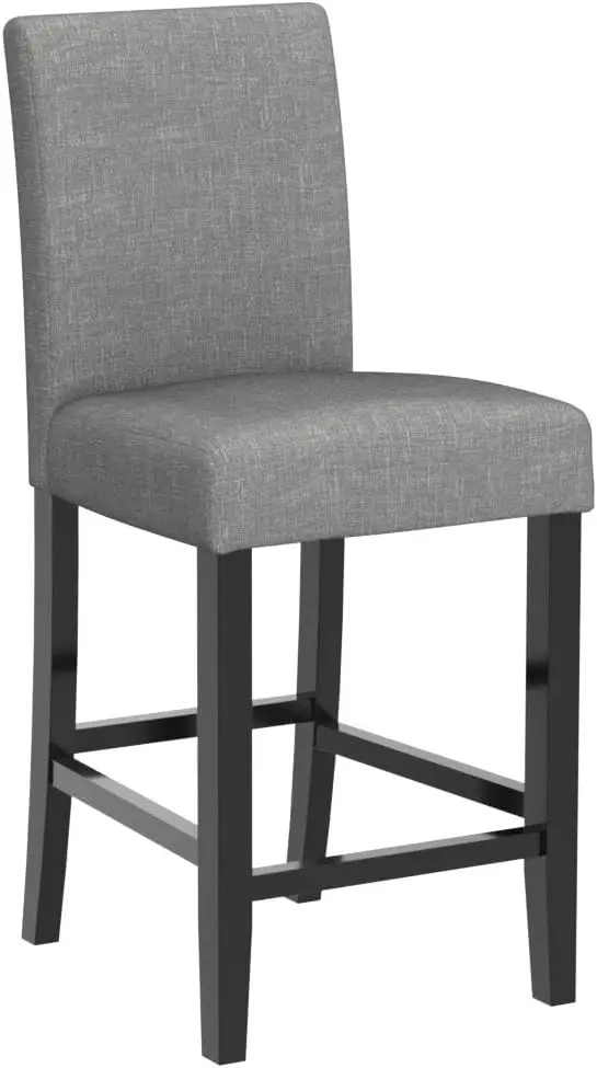 Barhocker, 2er-Set, 24,8 Zoll gepolstert, graue Thekenhöhe, moderne Barstühle aus Holz mit Rückenlehne