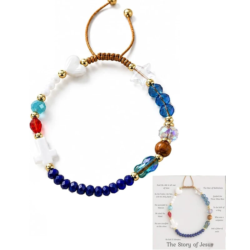 Story of Jesus Bracelet - Wear the Story. Carry the Faith, Symbol Jesus Story Cross Bracelet for Womens, Religious Jewelry Gifts