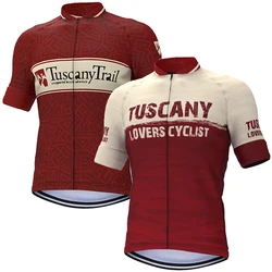 Tuscany Lovers Cycling Jersey Red Bike Clothing Gravel Bicycle Wear Short Sleeve Top Shirts