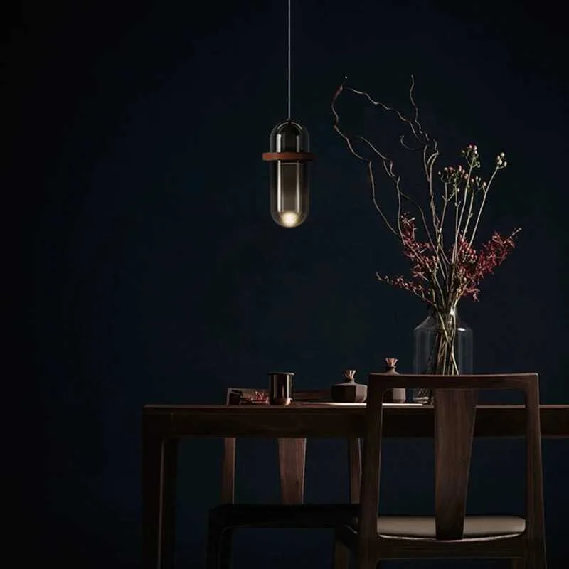 Postmodern Minimalist Pendant Lights Glass Designer Belt Glass Hanging Lamps Bedroom Bedside Bar Counter Embellish Light Fitting