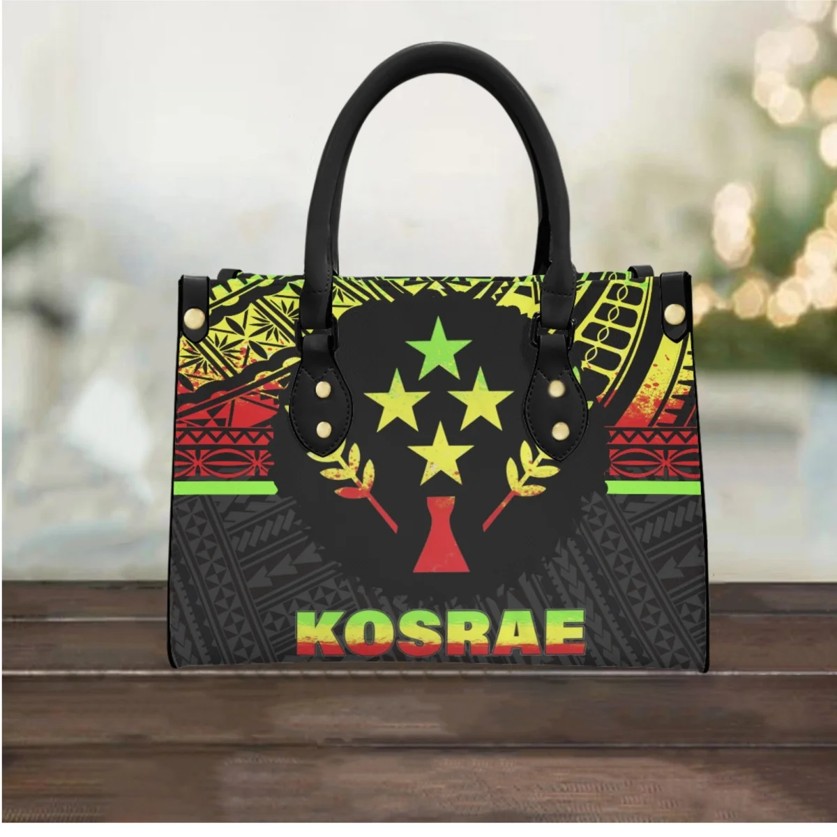 

FORUDESIGNS Kosrae Island Style Handbag Tribal Pattern Ladies Tote Bags High Fashion Leather Handbags Elegant Organizer