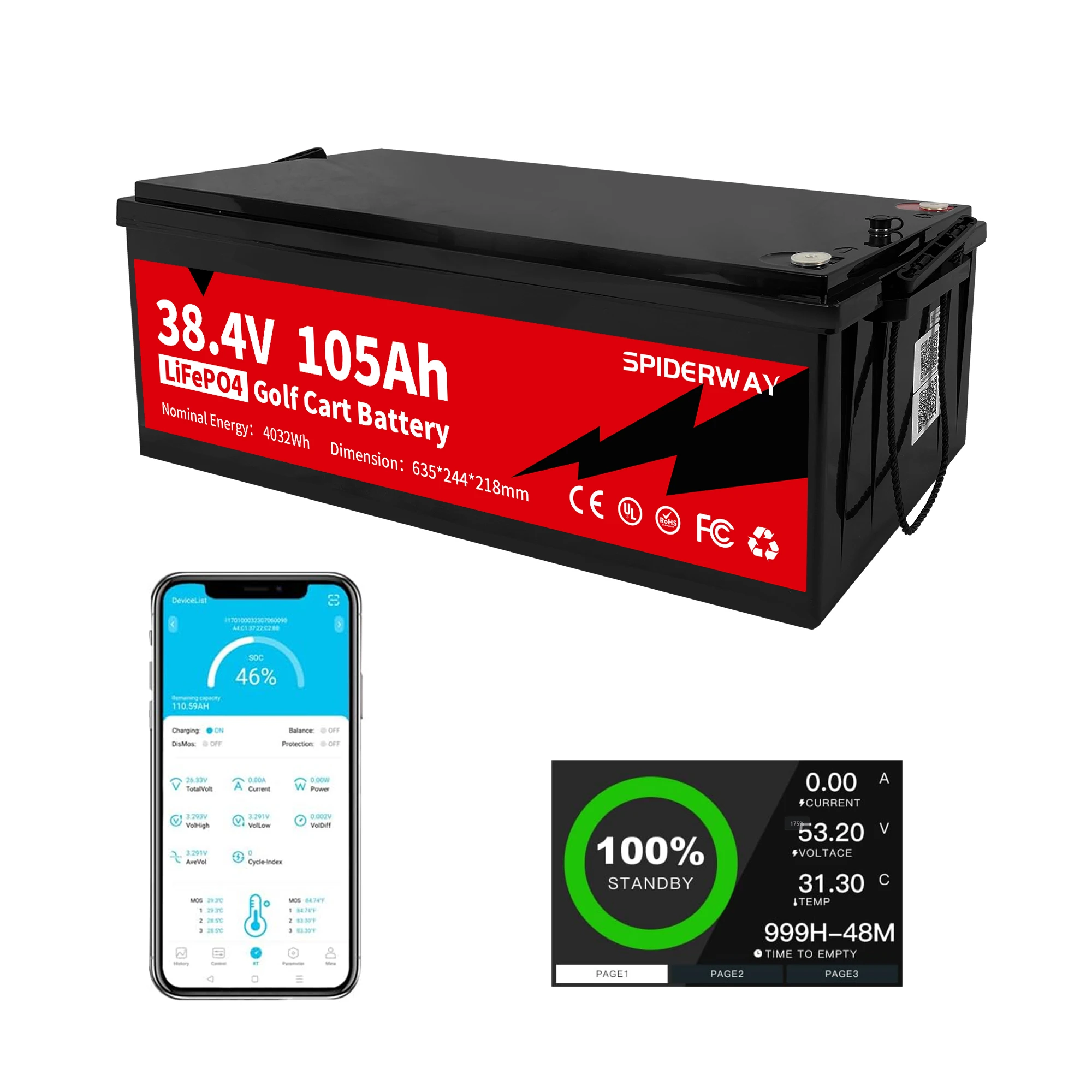 

36V LiFePO4 105AH Lithium Battery Golf Cart EV RV Off Grid Solar 10 Year life