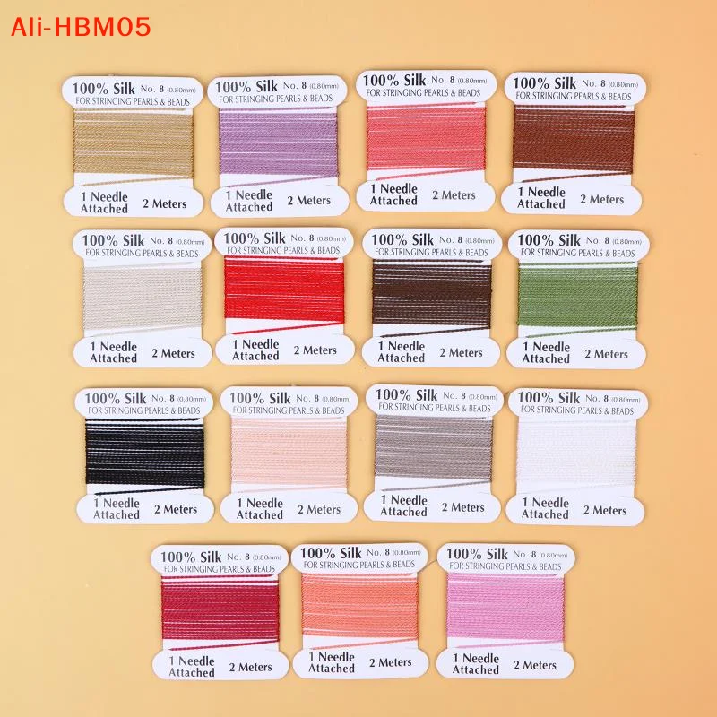 (HB05)8# 0.8mm*2meters Factory Price Multicolor 100% Natural Pink Black White Silk Cord For Women DIY Jewelry Making