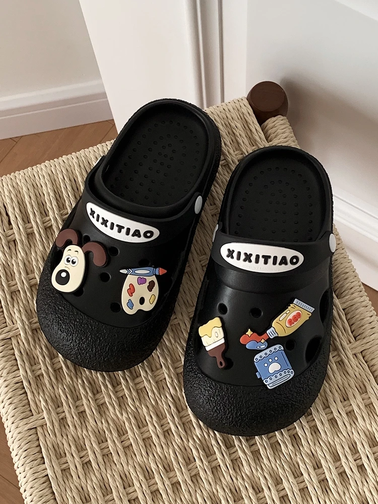 Cute Women Hole Garden Shoes New Soft Sole DIY Hole Dog Sandals Summer Cartoon Cool Slippers For Women