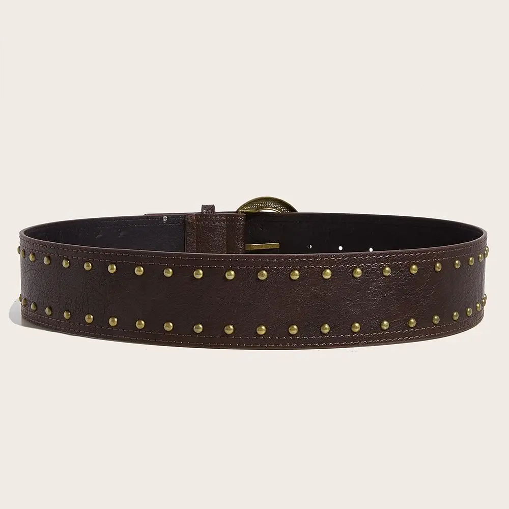 

Retro Vintage Women's Rivet Belt Y2k Heavy-Duty Leather Waist Belt Punk Gothic Dress Jeans Belt Waist-Cinching