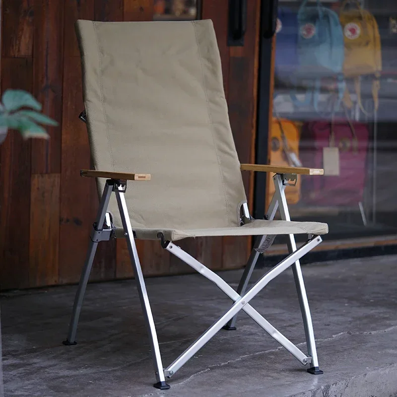 

#Aluminum alloy folding chair adjustable high back fur seal chair lying outdoor portable camping chair#