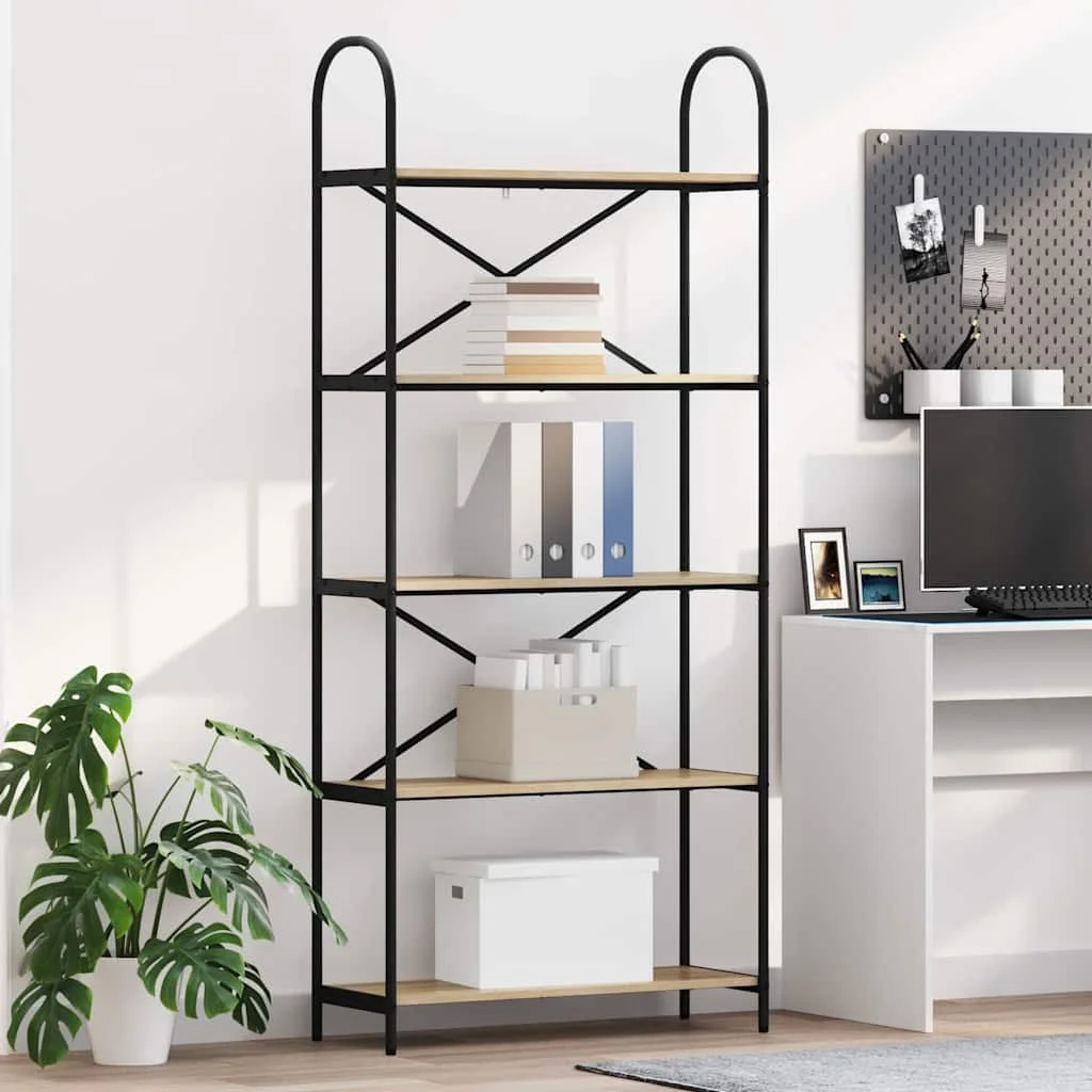 Sonoma Eichenregal 80 x 30 x 183 cm, offenes Industrieregal aus Holzwerkstoff für Wohnzimmer und Home-Office
