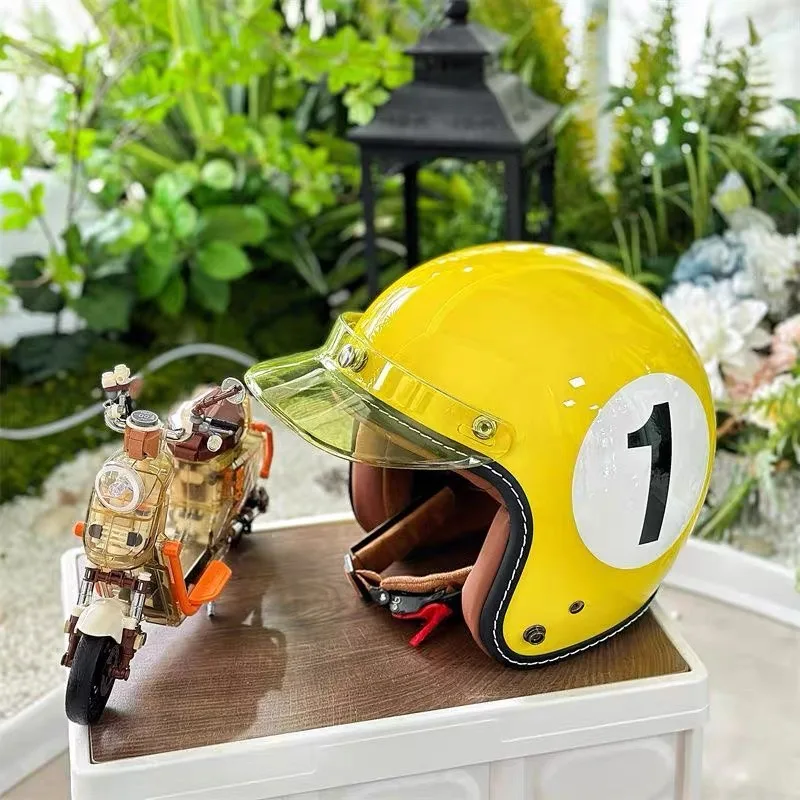 3C Certified Vintage Helmet; Motorcycle Three-Quarter Helmet; Men's and Women's Electric Scooter Half Helmet; Four Seasons Safe