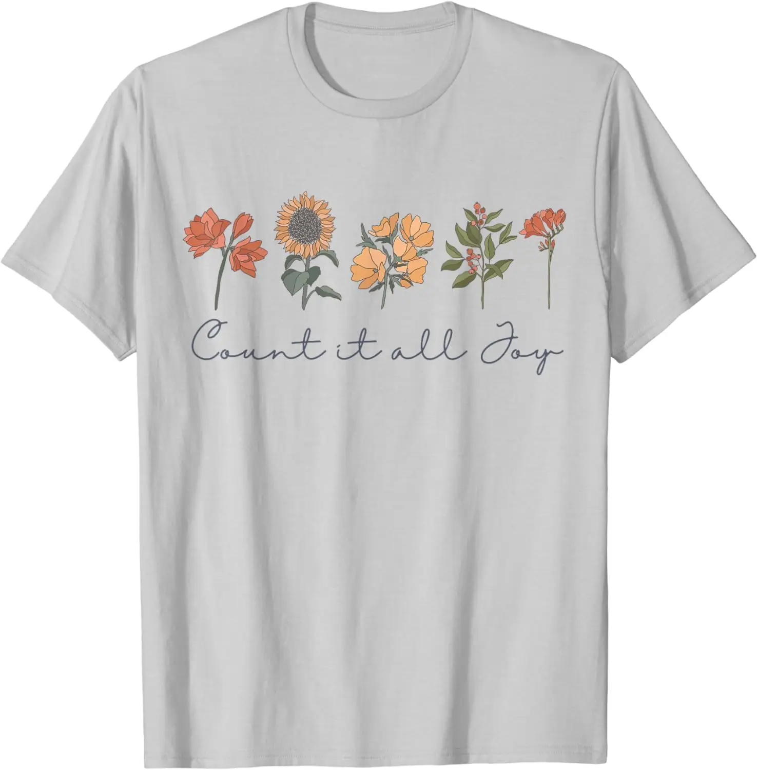 Count It All Joy Scripture Christian Bible Faith Wildflowers Tees Cotton Luxury brand vintage oversized