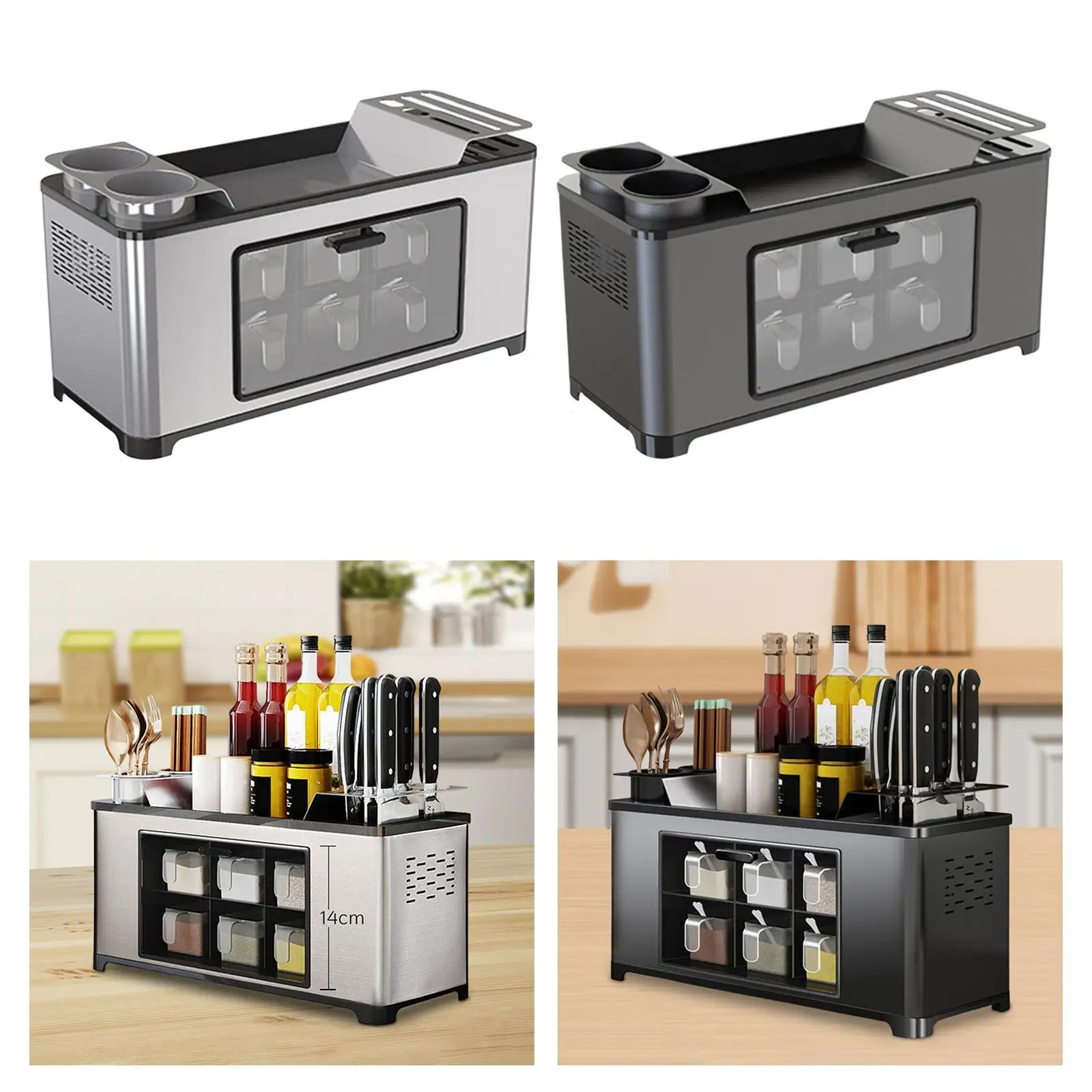 

Seasoning Box Multipurpose Space Saving with 6 Condiment Slot Bathroom Vanity Organizer for Home Pantry Restaurant Cafe Desktop