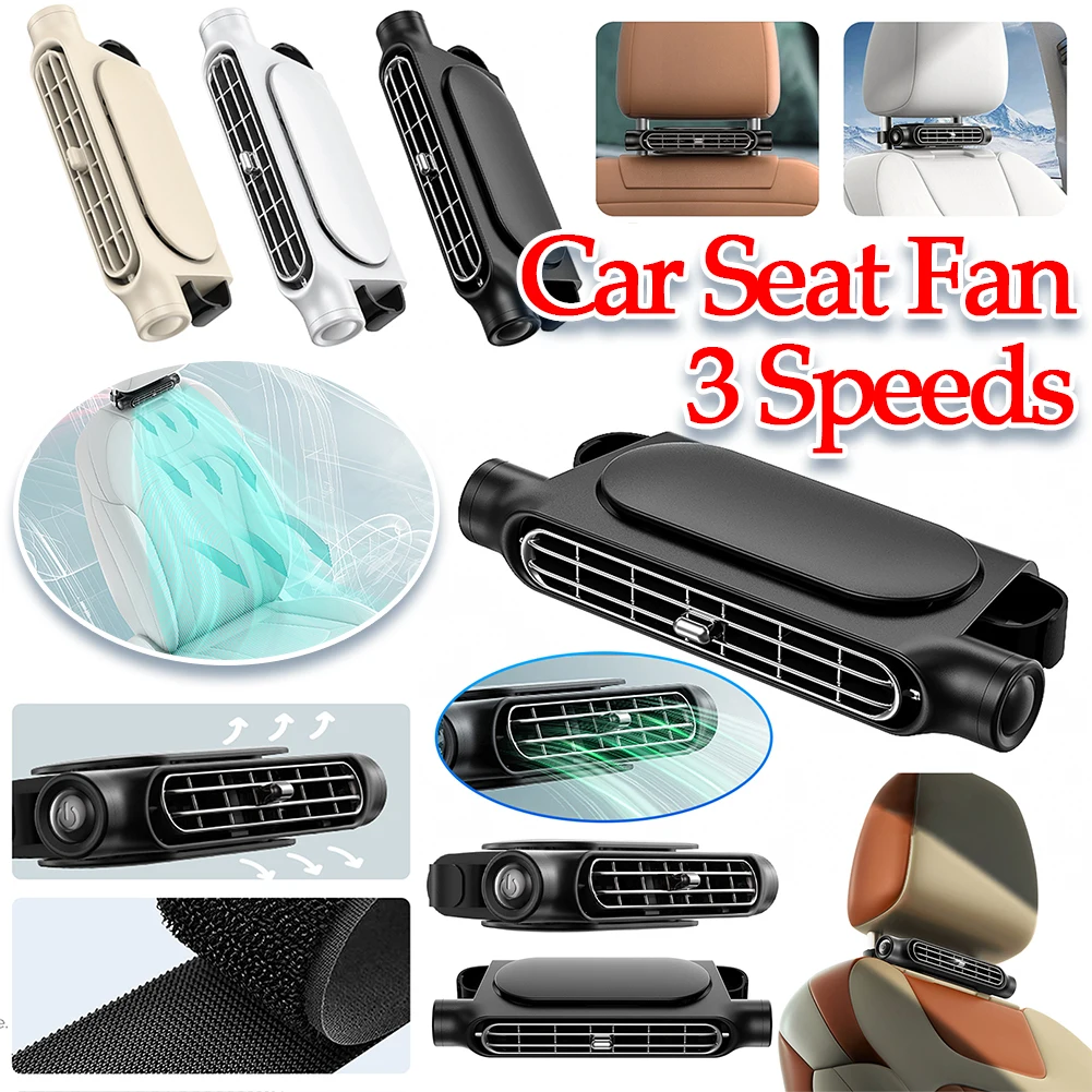 

Car Headrest Air Cooling Fan 3 Speeds Adjustable Car Seat Cooling Fan USB Powered Rear Seat Ventilator Summer Car Accessories