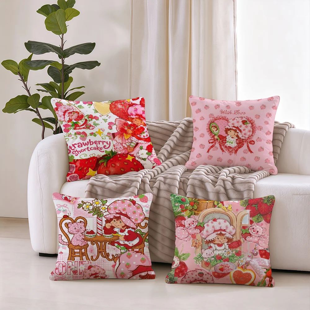 S-Strawberry S-Shortcake cushion cover Square Office Bedroom Headboard Sofa Living Room Backrest Cushions Sleeping