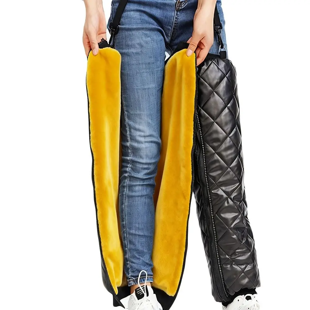 منصات الركبة الشتوية المخملية المتينة المقاومة للرياح وأكمام الساق المرنة المقاومة للبرد لدعم الركبة للجنسين #3