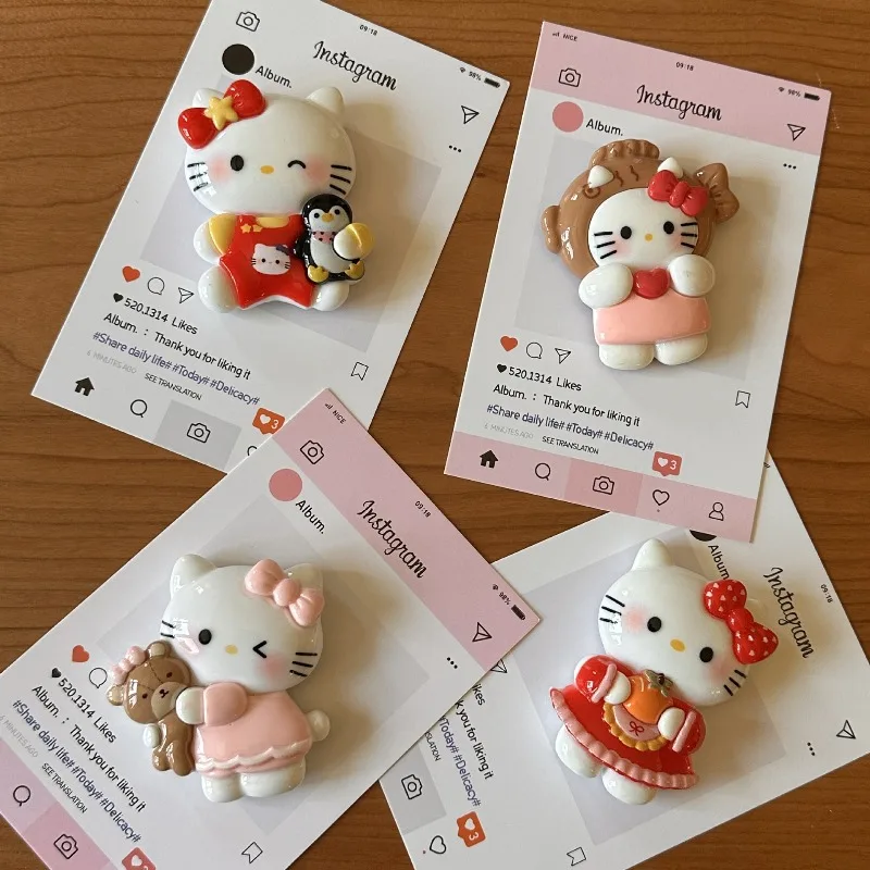 

Cute Hello Kitty Magnetic Fridge Stickers Resin 3D Pet Kitty Magnetic Decals for Refrigerator Message Board Decoration