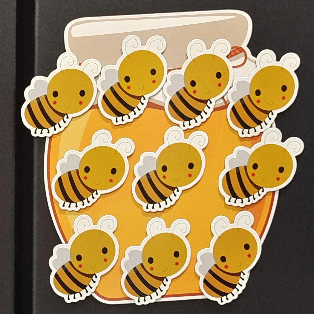 11pcs Set Rewritable Honey Jar Little Bee Magnetic Sticker Toy English Classroom Team Games Learning Educational Teaching Aids