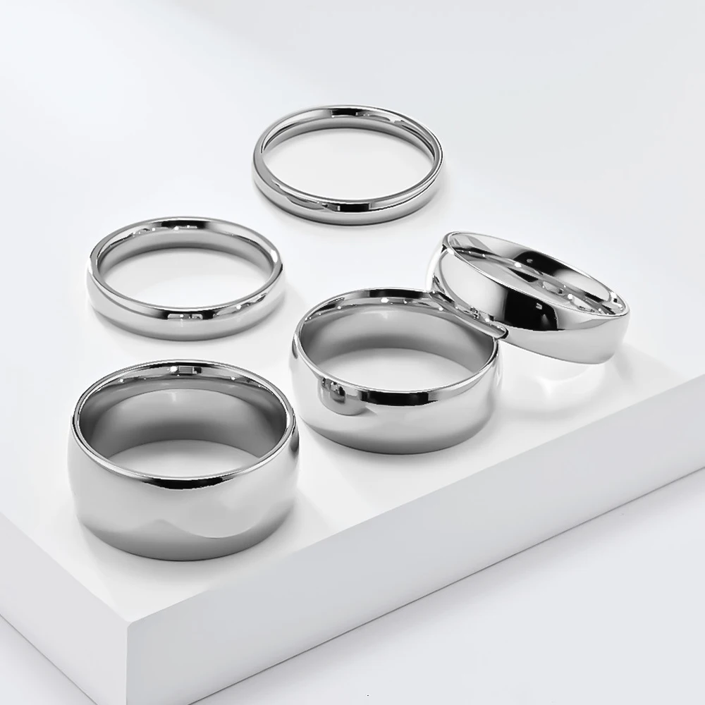 Klassischer 8mm Hochglanzpolierter Edelstahl Ehering für Frauen Stapelbarer Jubiläums-Schmuck Geschenk für Ehefrau – Detail 4