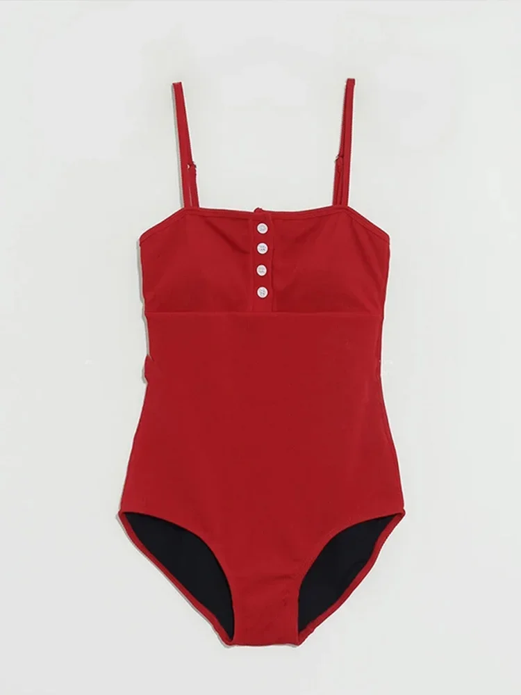 AOTVOTEE Sexy Solid Spaghetti Strap Bikini for Women Swimsuit Beach Backless Bikini 2025 New Summer Swimwear One Piece Swimsuit