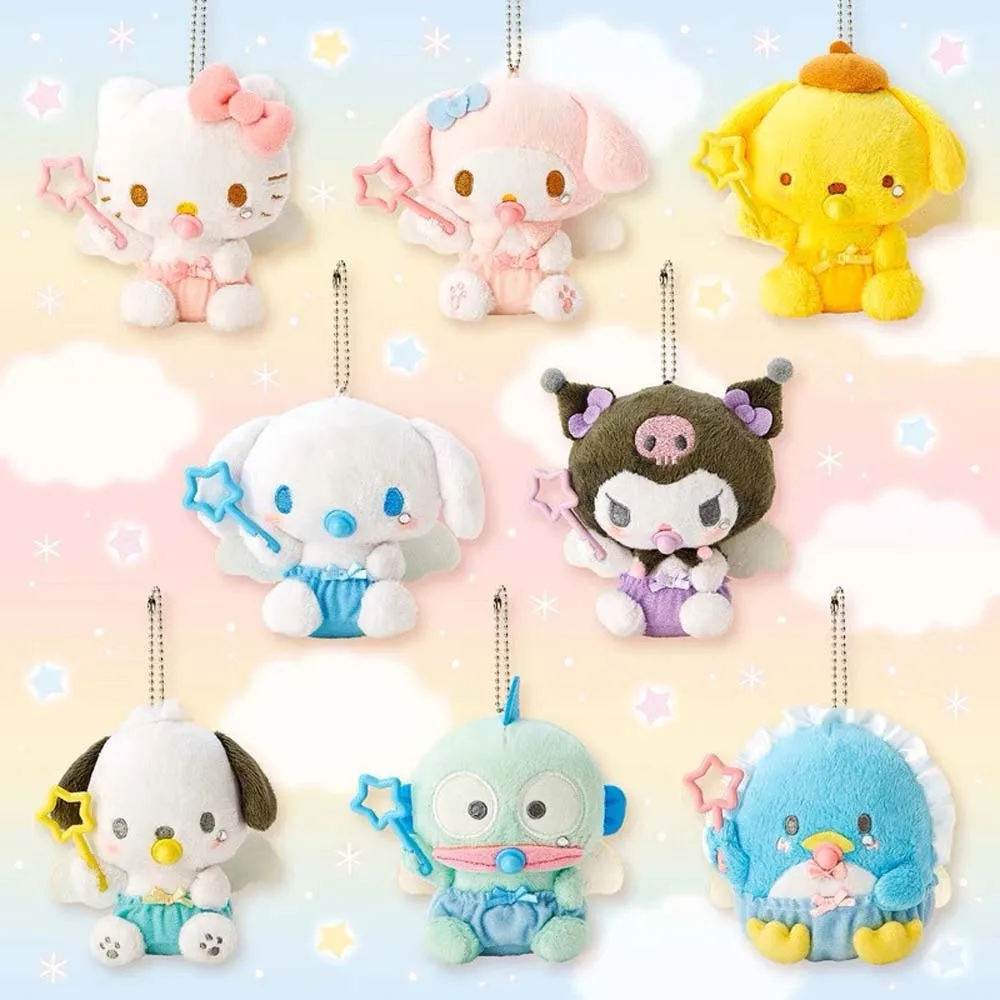 

12cm Sanrio Plush Doll Keychain Toy Kawali Kuromi Hello Kitty My Melody Cinnamoroll Soft Stuffed Pendant Toy Girl Kids Xmas Gift