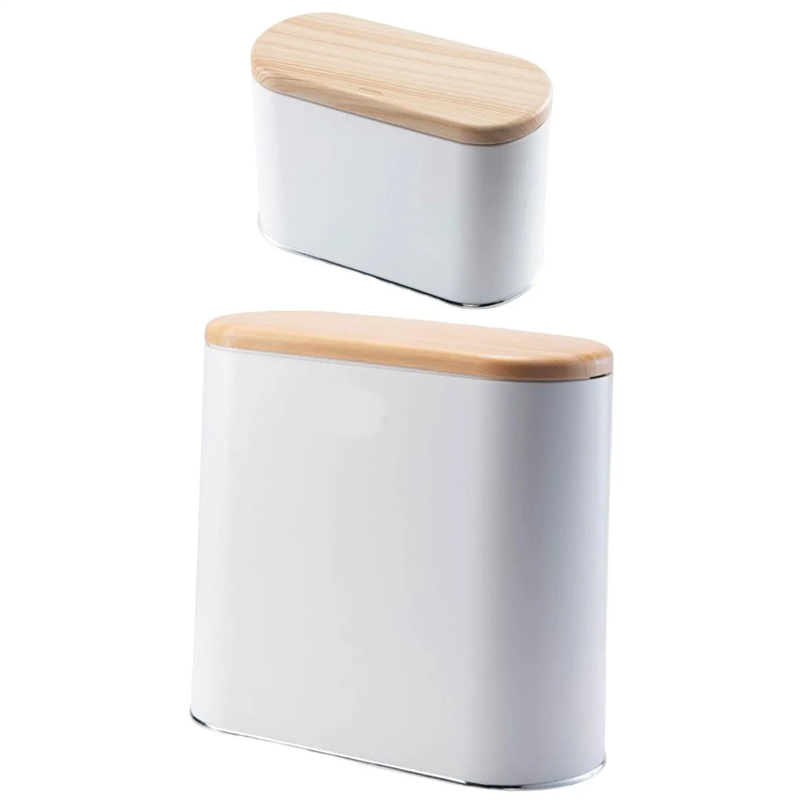 Bathroom Trash Can with wood sealing Lid Waterproof Press Type Garbage Bin