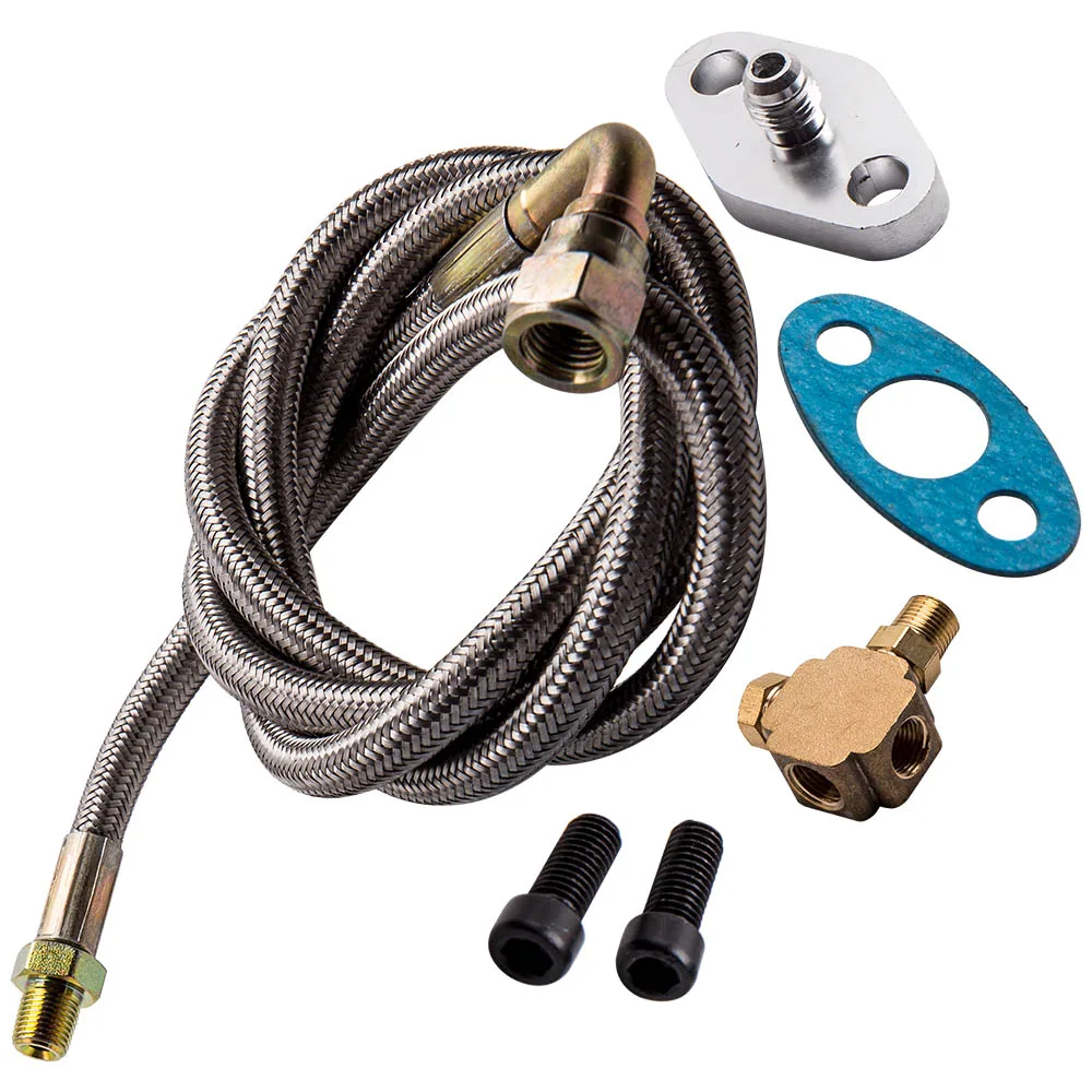 90 Degree Turbo Oil Feed Line Kit T3 T4 T60 T61 T70 1/8 PNT 90 Degree 41 -4AN