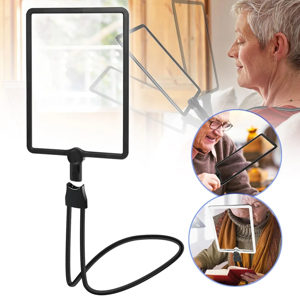Loupe mains libres 5X, grande loupe de lecture pleine page avec col de cygne flexible, pour les seniors, la réparation, la couture