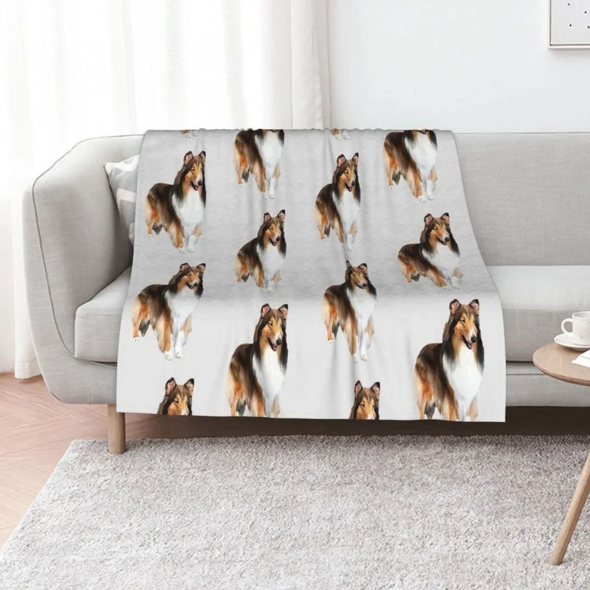 Rough Collie Stunning Look! Throw Blanket Sofa Decorative Beds Hairys Hairy Sofas Blankets