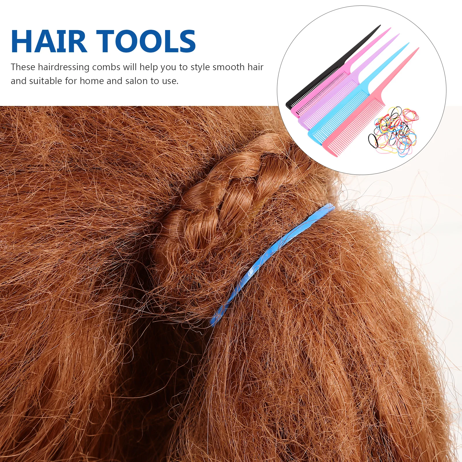 

s Hair Accessories Rubber Band Ring Tip Tail Comb Set Styling Tool Detangle Hairdressing Comb Black Rubber Bands For Salon