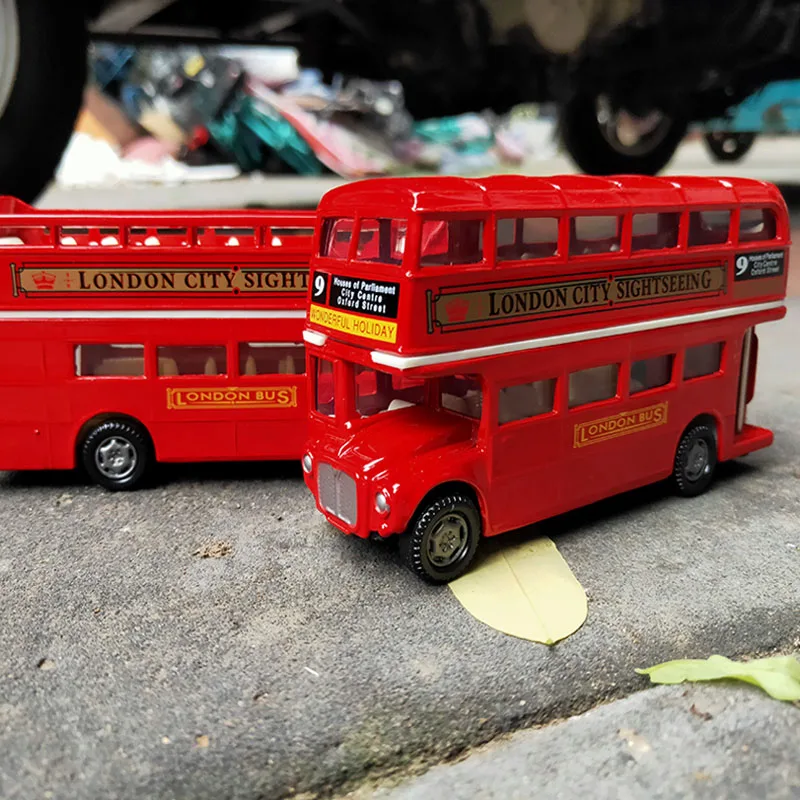 London Double Deck Travel Electric Traffic Bus Alloy Car Model Diecasts Metal Passenger Car Bus Model Simulation Kids Toys Gifts