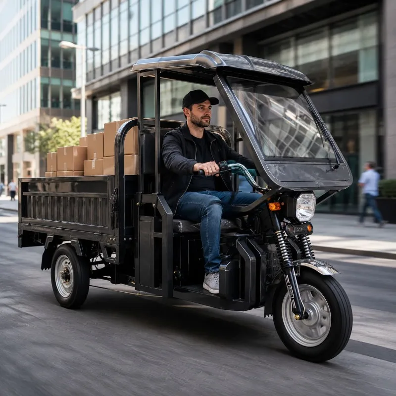 Electric Three Wheeler Cargo Tricycle Customized Rear 8 Leaf Spring 350 12 Tire Cargo Box 1300 950 Mm Daily Transport