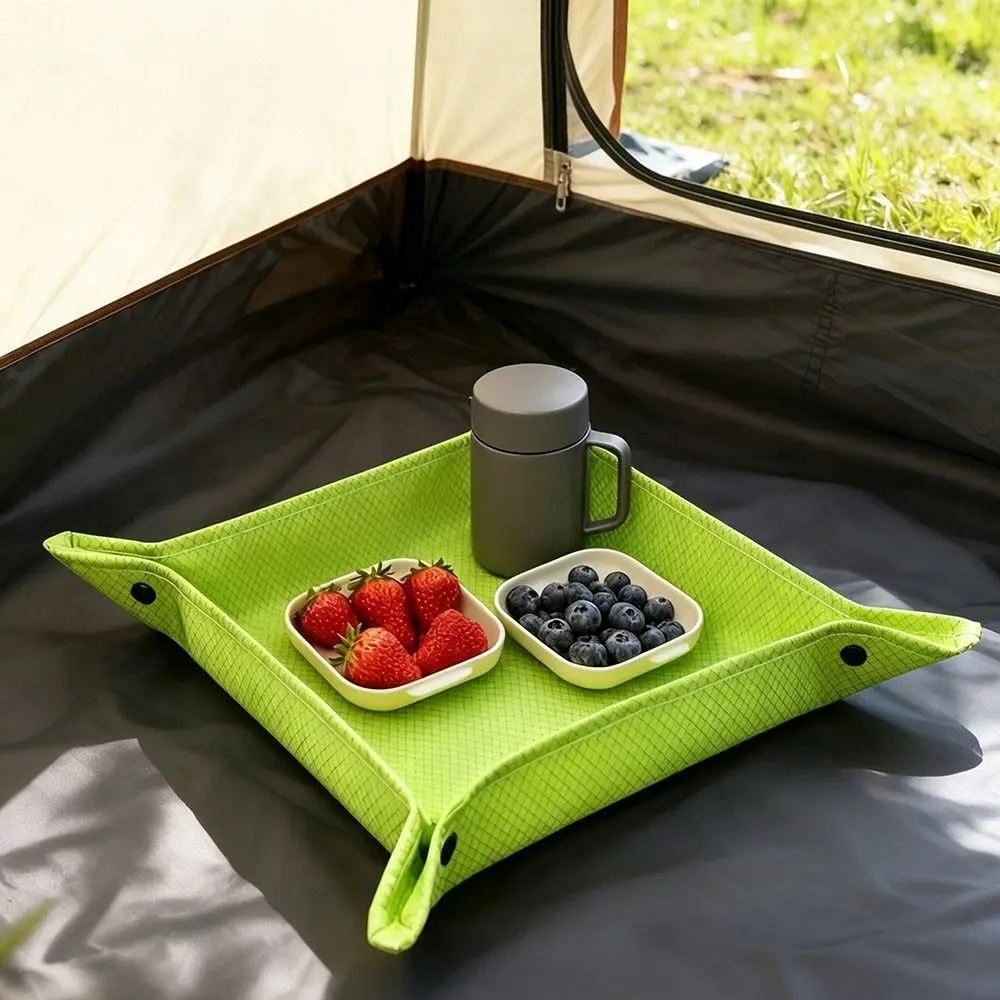 New Foldable Storage Tray Double Layer Fabric Waterproof Picnic Mat Carry Clip Camping Organizer Outdoor Sitting Pad
