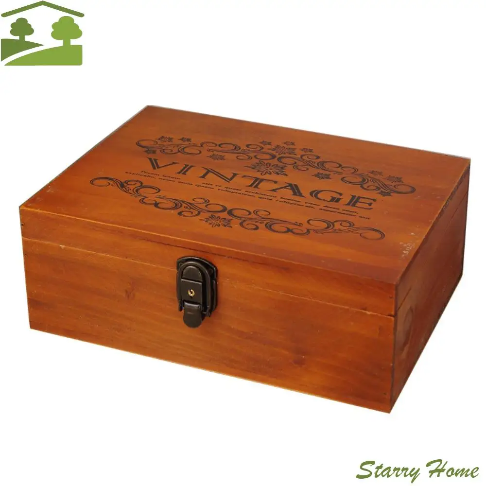 Miscellaneous Organizer Wooden Storage Box with Lock Vintage Jewelry Box Multi-function Exquisite Storage Case Gift