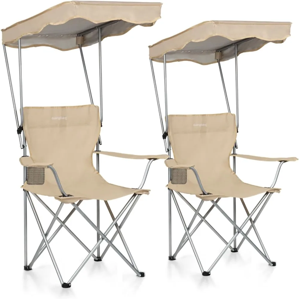 Camping Chair 2 Pack Portable Camping Chair with Canopy,Folding Chair with Canopy, Durable 600D Oxford Canopy Chair for Camping,