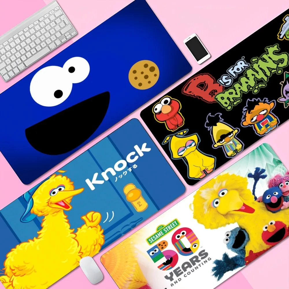 

Cute C-Cookies E-ELMO S-Sesame S-Street Mousepad Custom Skin Desktop Desk Mat Kawaii Gaming Accessories Students Writing Pad for