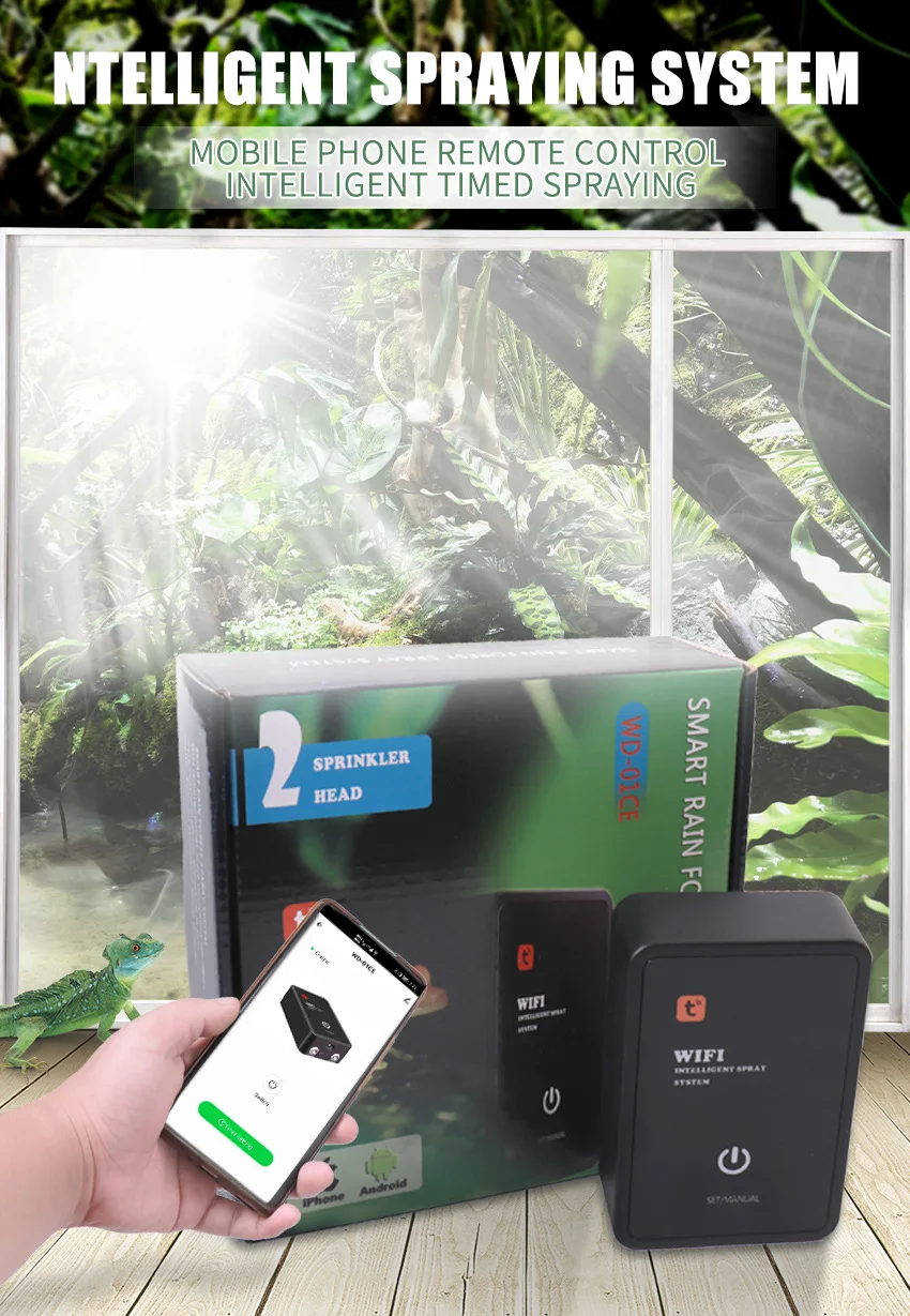 

HOMEFISH WiFi Rainforest Tank Timed Spray System Misting Kit Reptile Turtle Tank Intelligent Misting Humidification System