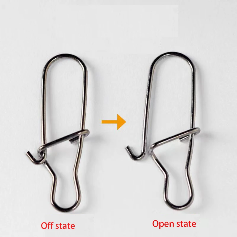 100pcs Fishing Swivel Connector Hooks Line Clip Lock Carabiners Stainless Steel Fishing Fastener Snaps Tools