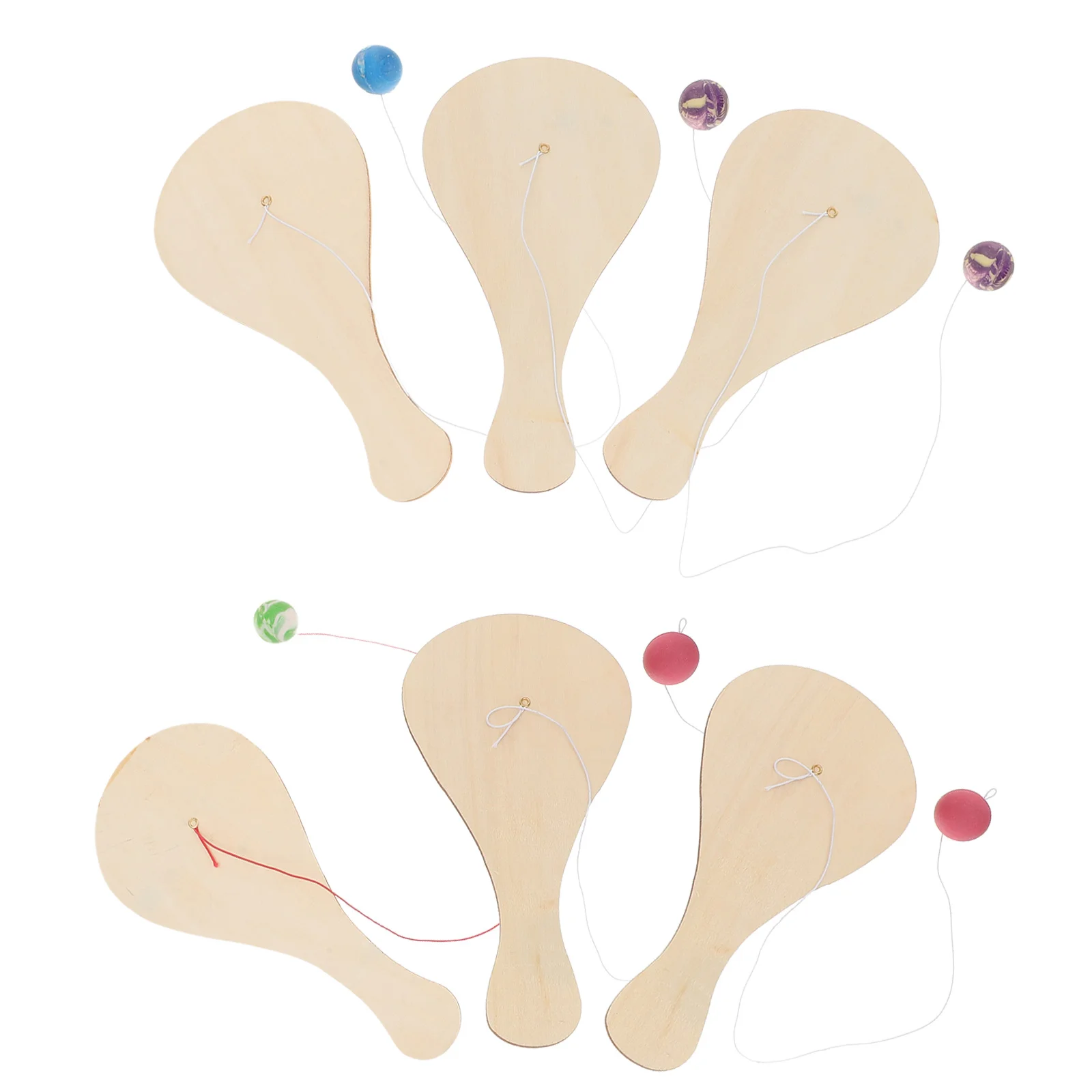 6Pcs Wood Paddle Ball Indoor Outdoor Children DIY Graffiti Paddle Ball Game for Hand Coordination Kids Toys Toy Balls for Kids