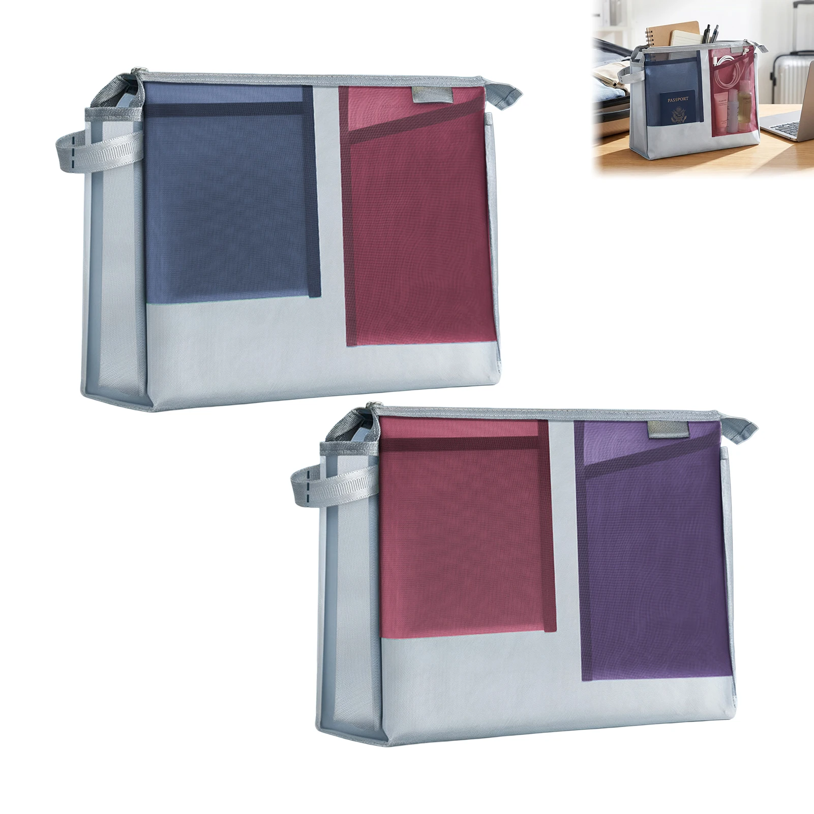 

A4 Transparent Document Bag Multi Pocket Mesh Design Large Capacity File Organizer For Office And Study