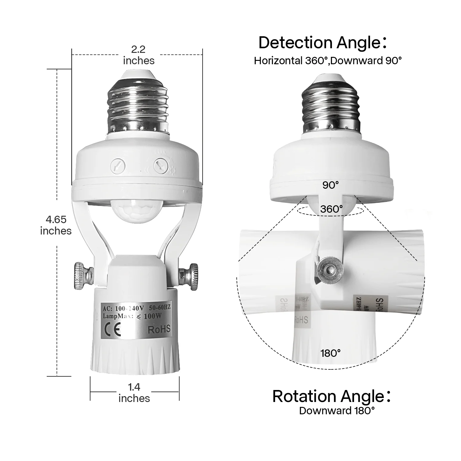 E27  E26 PIR Motion Sensor lamps holder 110-240V Detector Base Light Switch With Light Control Smart Bulb Socket Adapter