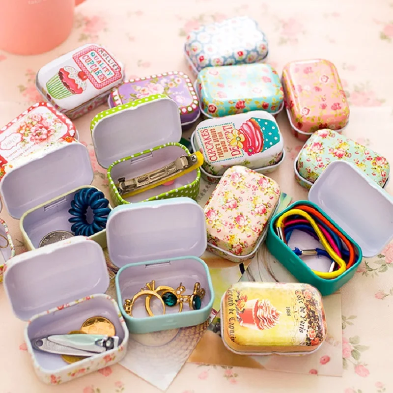 Mini boîte en étain colorée scellée Figurines, boîtes d'emballage, boîte à bonbons, petites boîtes de rangement, boîtes à monnaie, boucles d'oreilles, boîte-cadeau oco