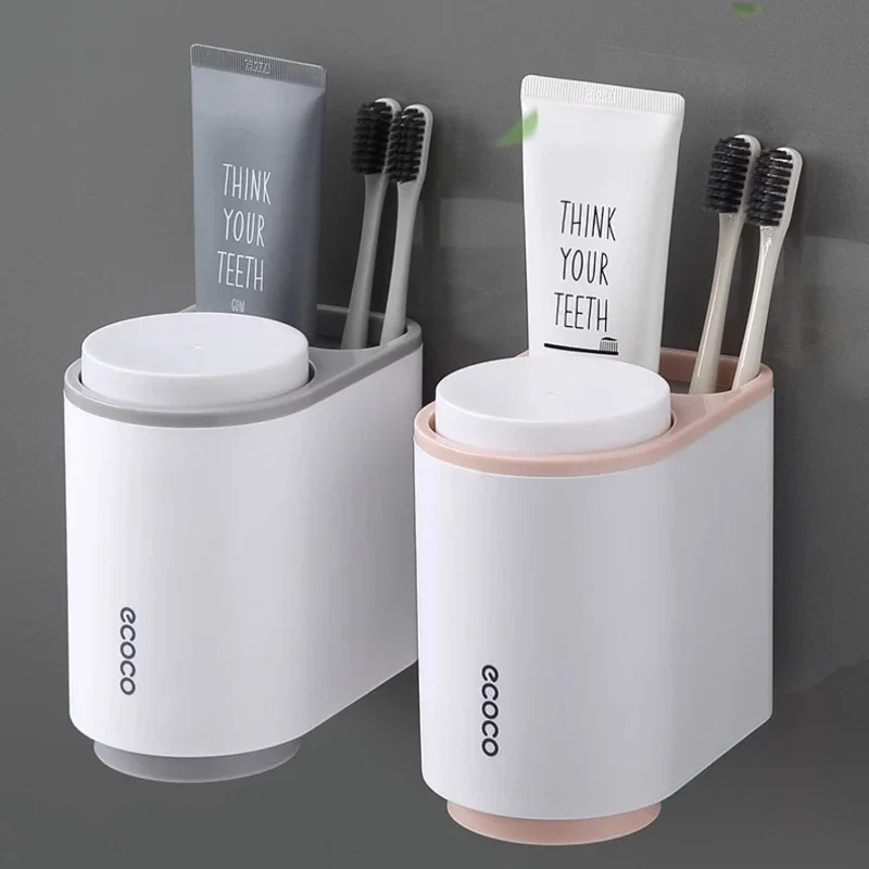 ECOCO Toothbrush holder wall mounted toothbrush cup wall mounted toilet cup mouthwash cup electric toothbrush without punching