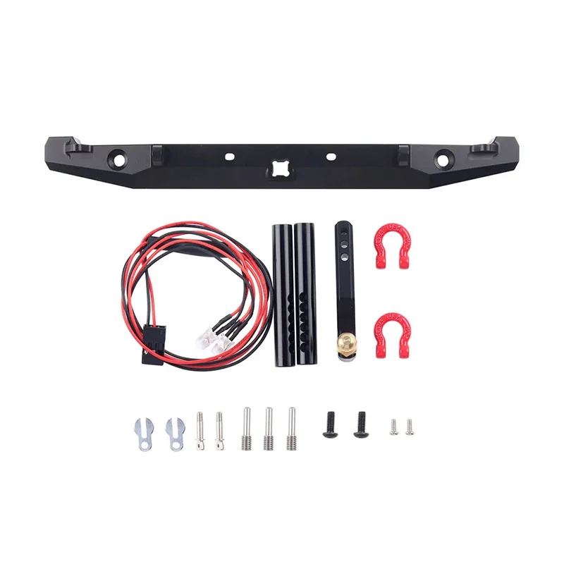 Metal Front Rear Bumper with Led Lights for 1/10 RC Crawler Axial SCX10 & SCX10 II 90046 90047 Upgrade Parts RC Crawler Car