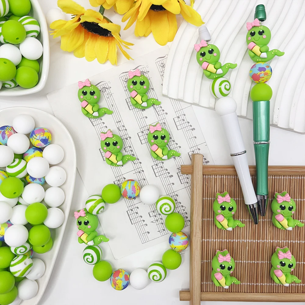 33Pcs Pencil Worm Silicone Beads Set DIY Beaded Necklace Bracelet Decoration Pen Jewelry Pendant Etc. Holiday Birthday Gift
