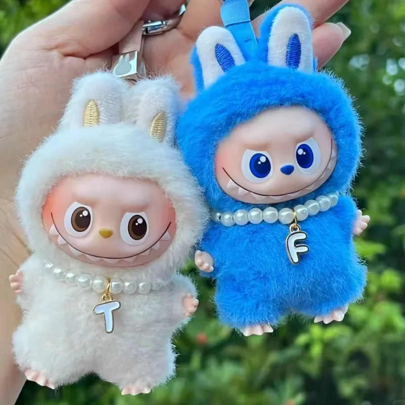 Für Mini Labubu Kragen Halskette Perlenkette mit Anhänger für 10,5 cm Labubu V4 Puppe Kleidung Outfit Zubehör Ropa Labubu