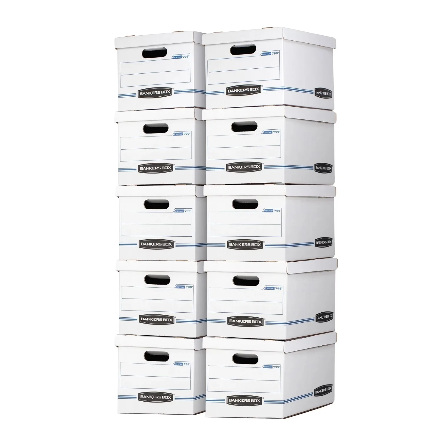 Basic Duty Letter/Legal File Storage Box with Lids, 10 Pack, White