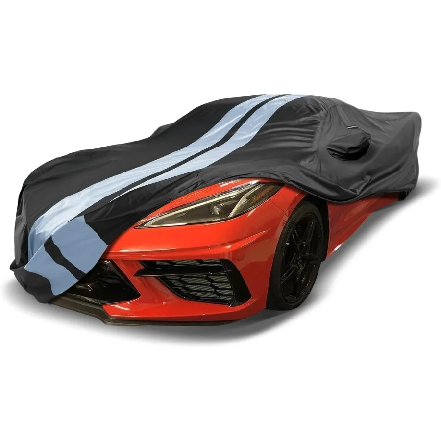 

Автомобильный чехол на заказ, водонепроницаемый всепогодный чехол для Chevy Corvette с спойлером высокого крыла 20202024, всепогодные автомобильные чехлы для автомобилей
