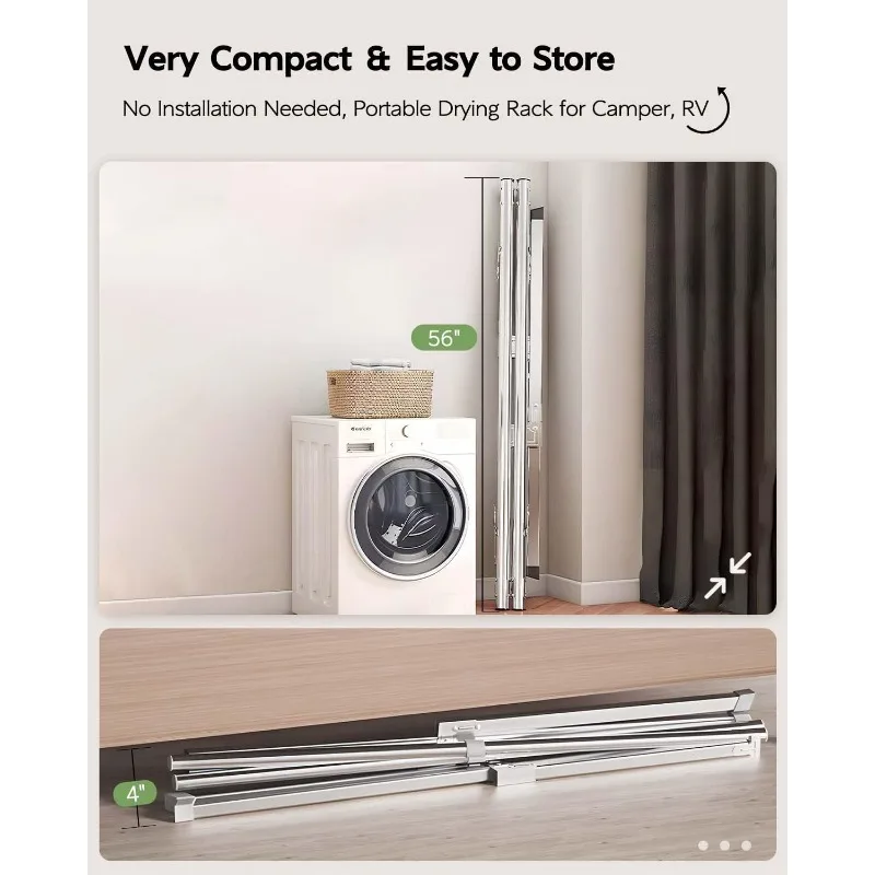 Clothes Drying Rack 95 Inches Folding Outdoor Indoor, Drying Rack Clothing Collapsible, Foldable Laundry Drying Rack, Heavy