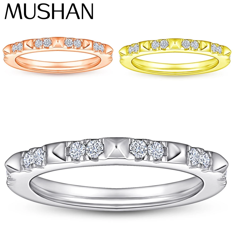 

MuShan Brand Jewelry 925 Sterling Silver Ring Cubic Zirconia 7A Grade Cushion Casual for Her Real Gold Plated Fine Jewelry Rings