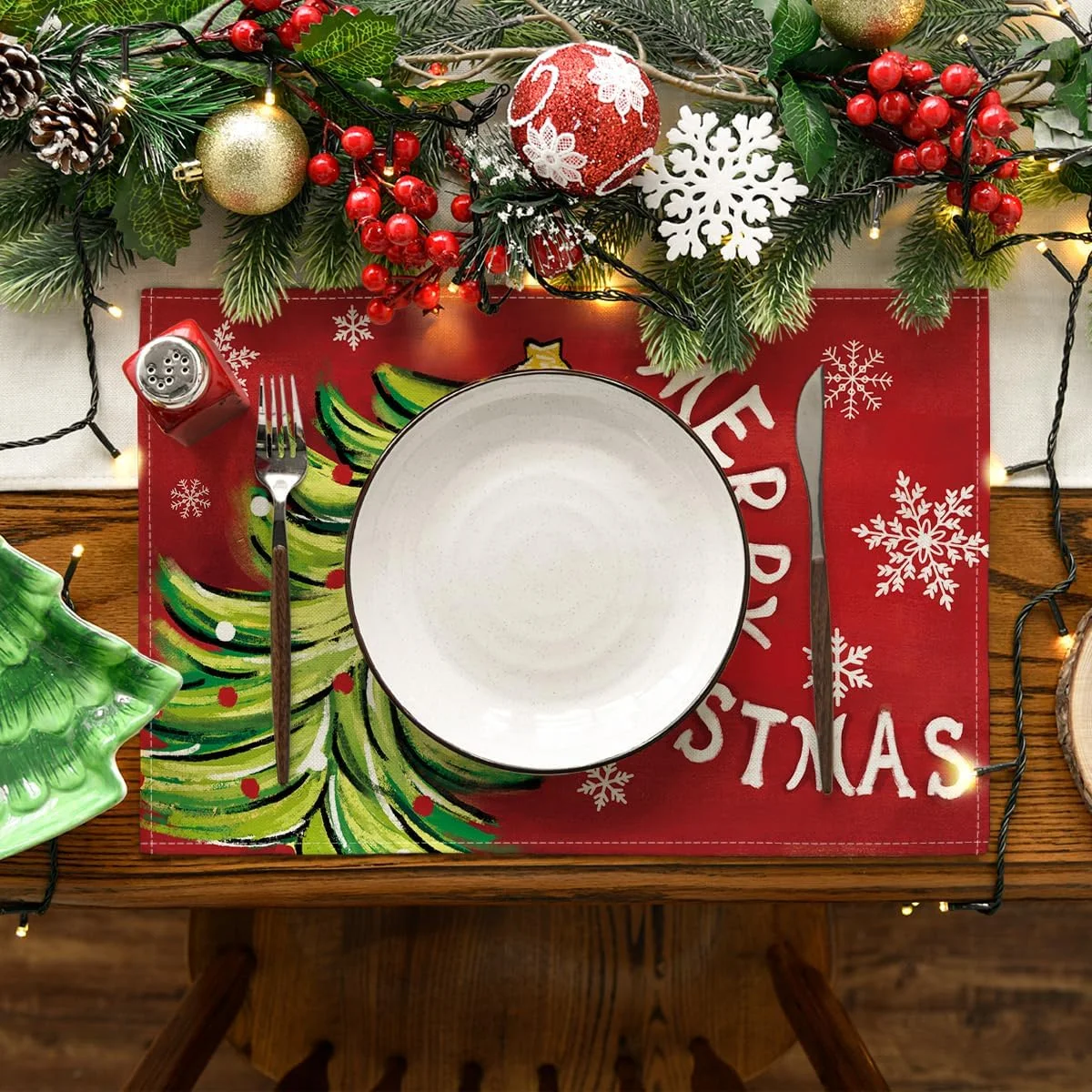 

VIKAMA 4/6/8/10 шт., Рождественский сосновый красный рождественский коврик для еды, мультяшный фестиваль, вечерние украшения, кухонная подставка, украшение для дома