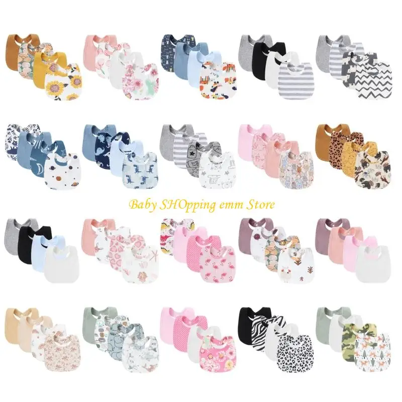 

23GD 4Pcs/set Breatahble Cotton Muslin Baby Bib Burping Cloth for Newborns