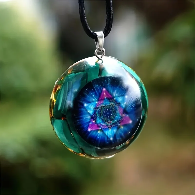 1pc malaquita chakra energia orgonite pingente colar, malaquita chakra energia orgonite pingente: geometria sagrada do sri yantra, roc